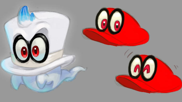 Ecco lo sketch del design finale di Cappy da Super Mario Odyssey